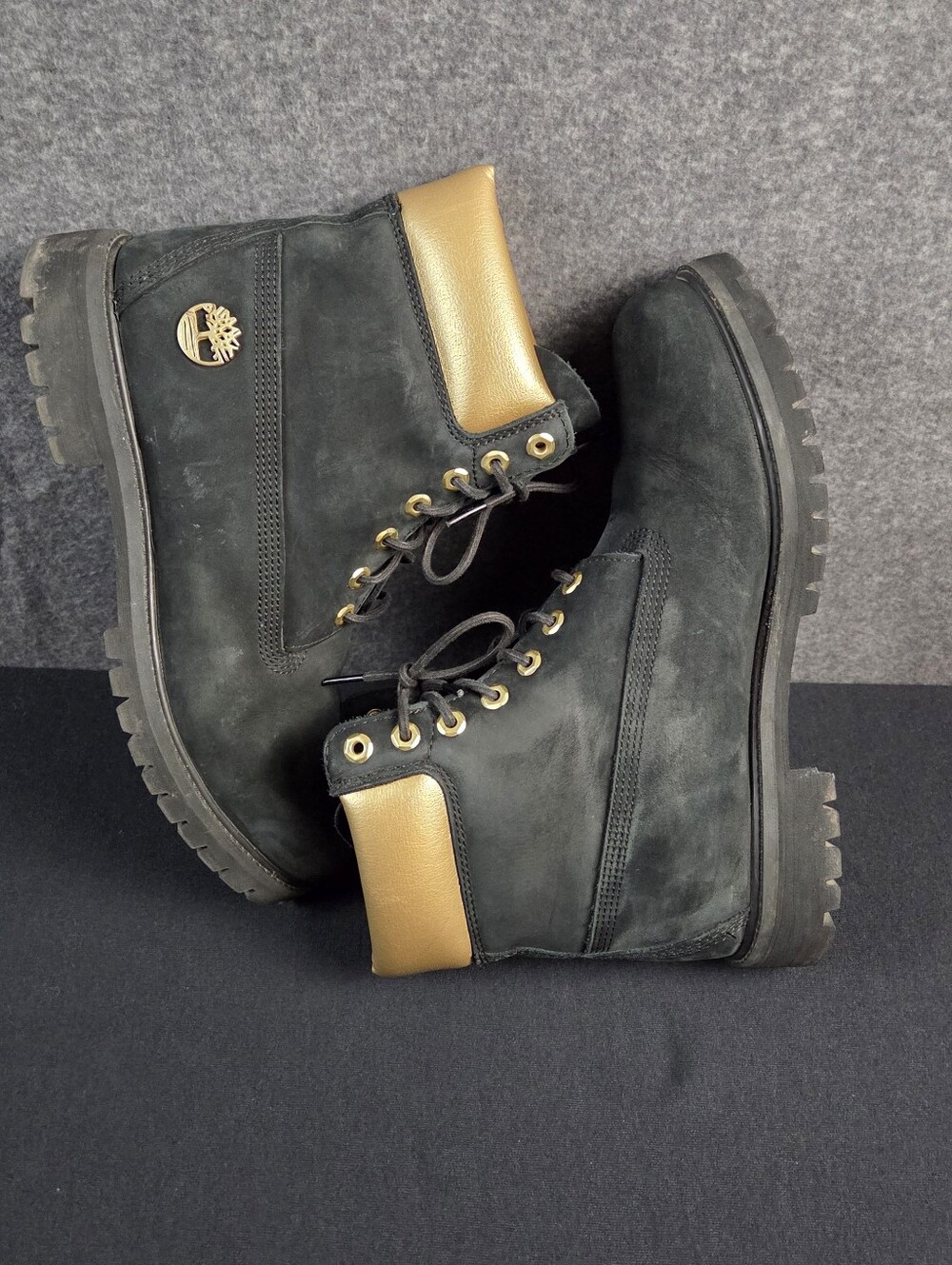 Timberland 6" Premium Waterproof Boots Mens 11 Black Gold Trim Limited Edition